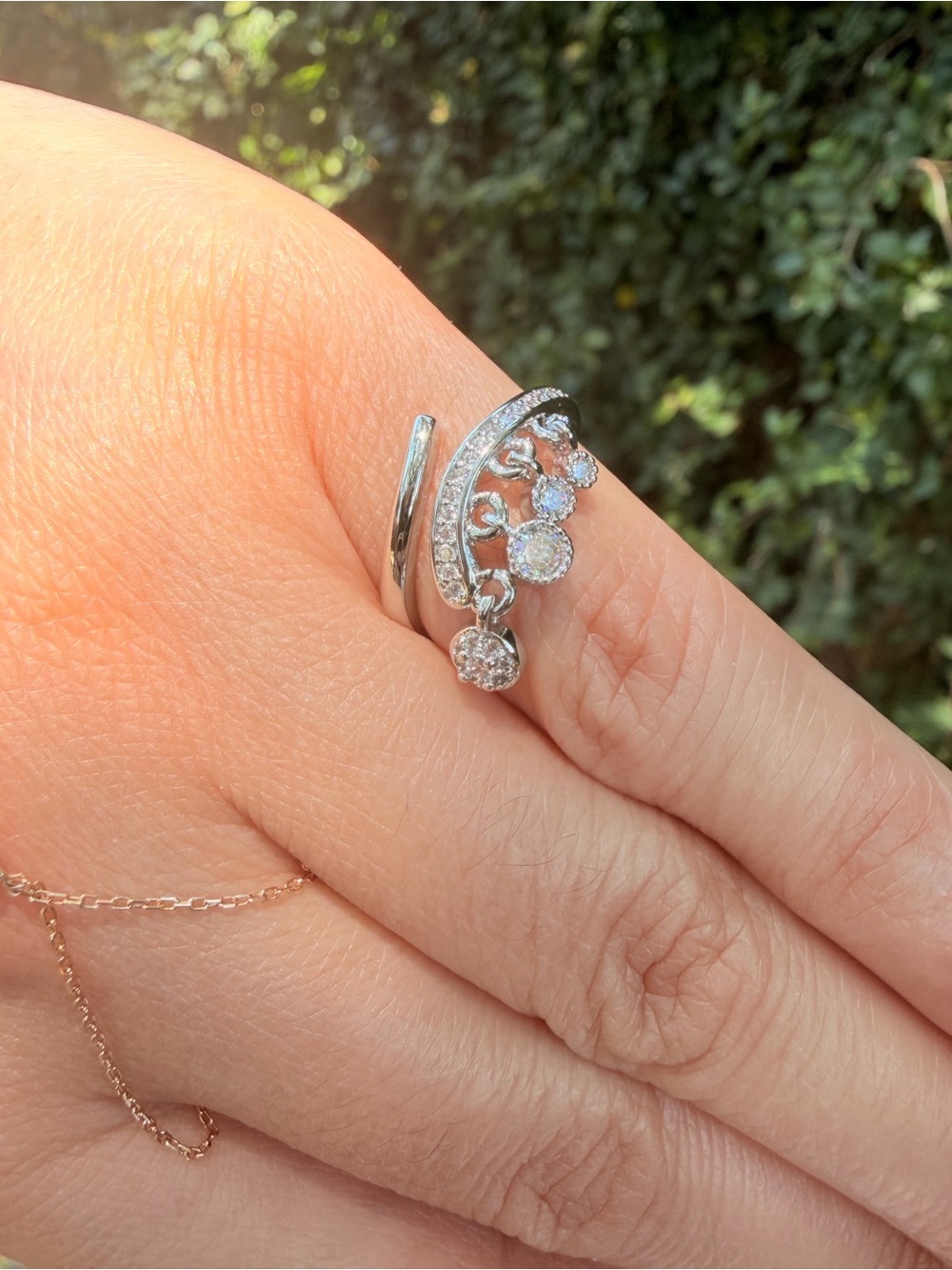 Sterling Silver 925 CZ Floral Cluster Ring - White - Picture 5 of 9